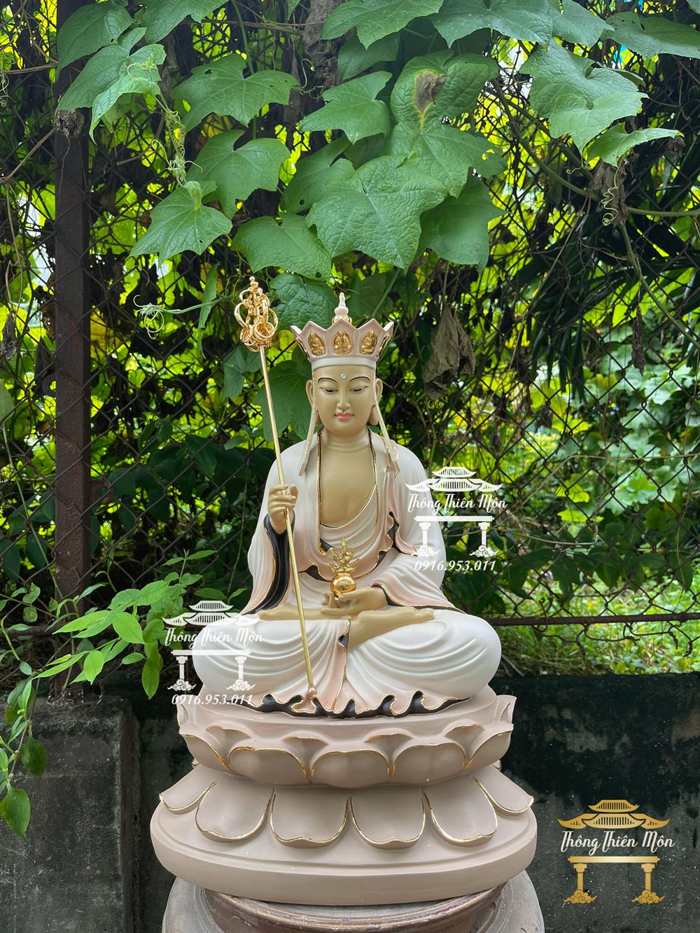 Tôn tượng Địa Tạng Bồ Tát màu sơn khoáng