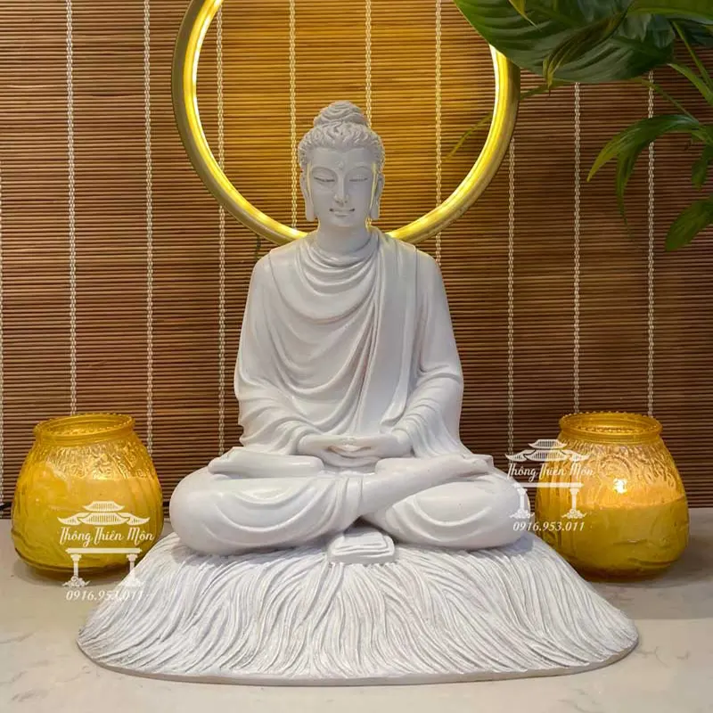 Tượng Bổn Sư Thích Ca Thiền Định  - 30cm - Màu trắng