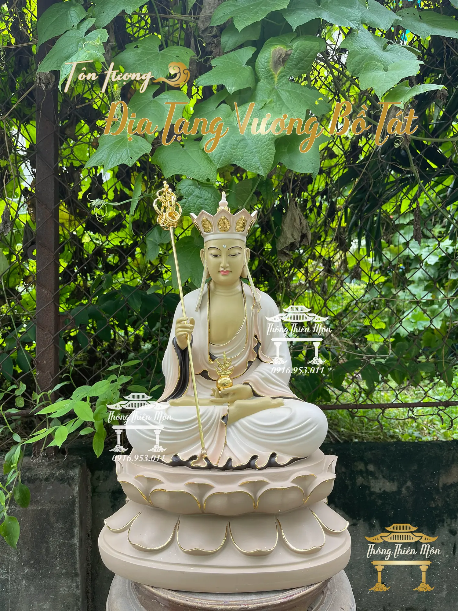 Tôn Tượng Địa Tạng Bồ Tát - 45cm - sơn màu khoáng