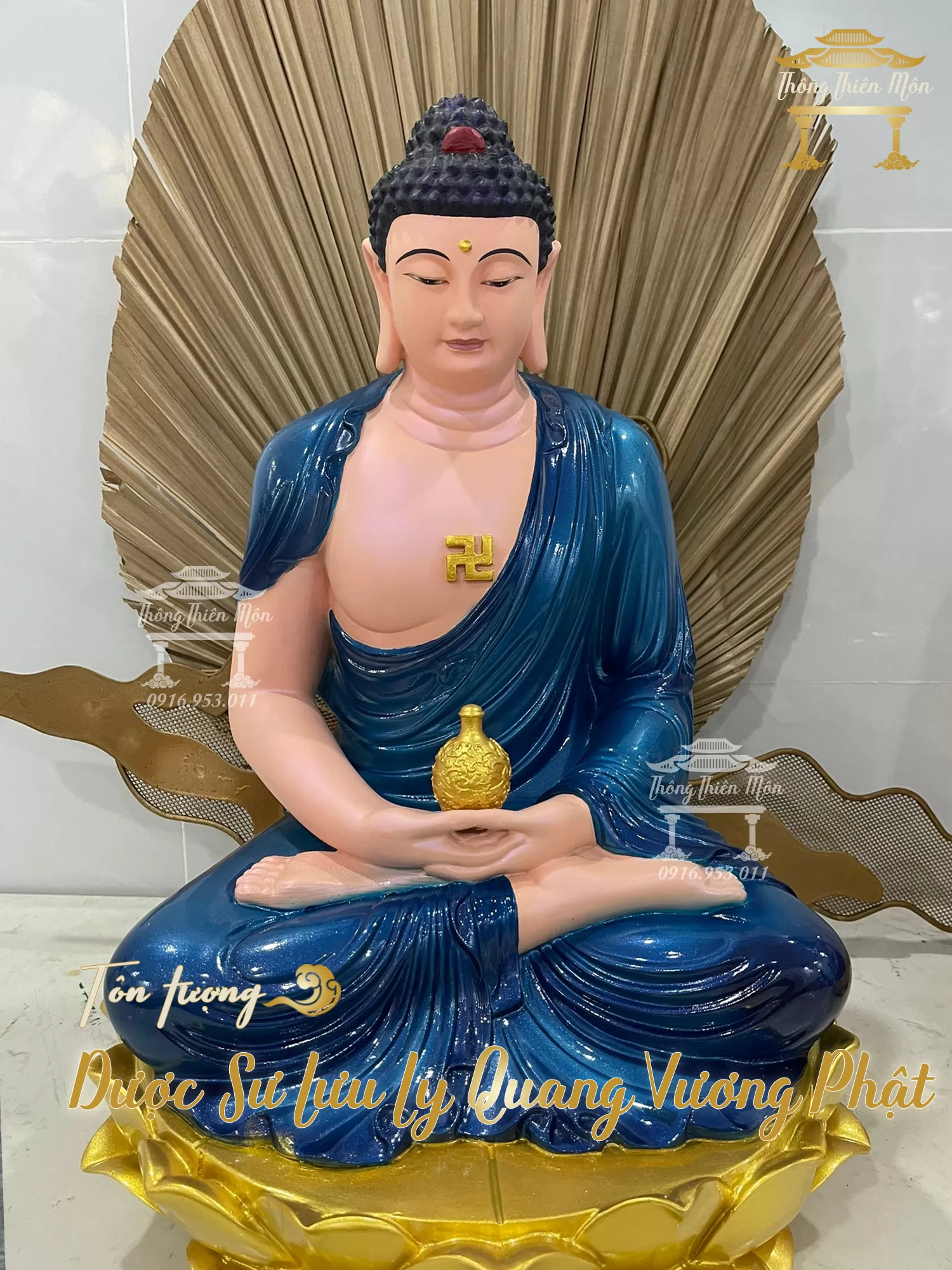 Tượng Phật Dược Sư, Màu xanh, kích thước 50cm