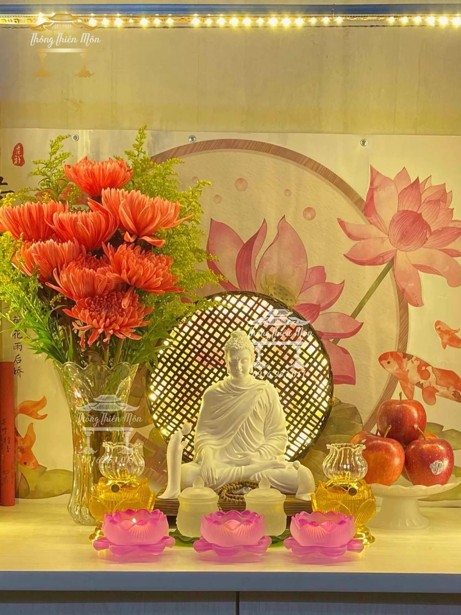 Tôn tượng Bổn Sư Thích Ca Ấn Địa Xúc - Kích thước 30cm - Sơn 1 màu trắng