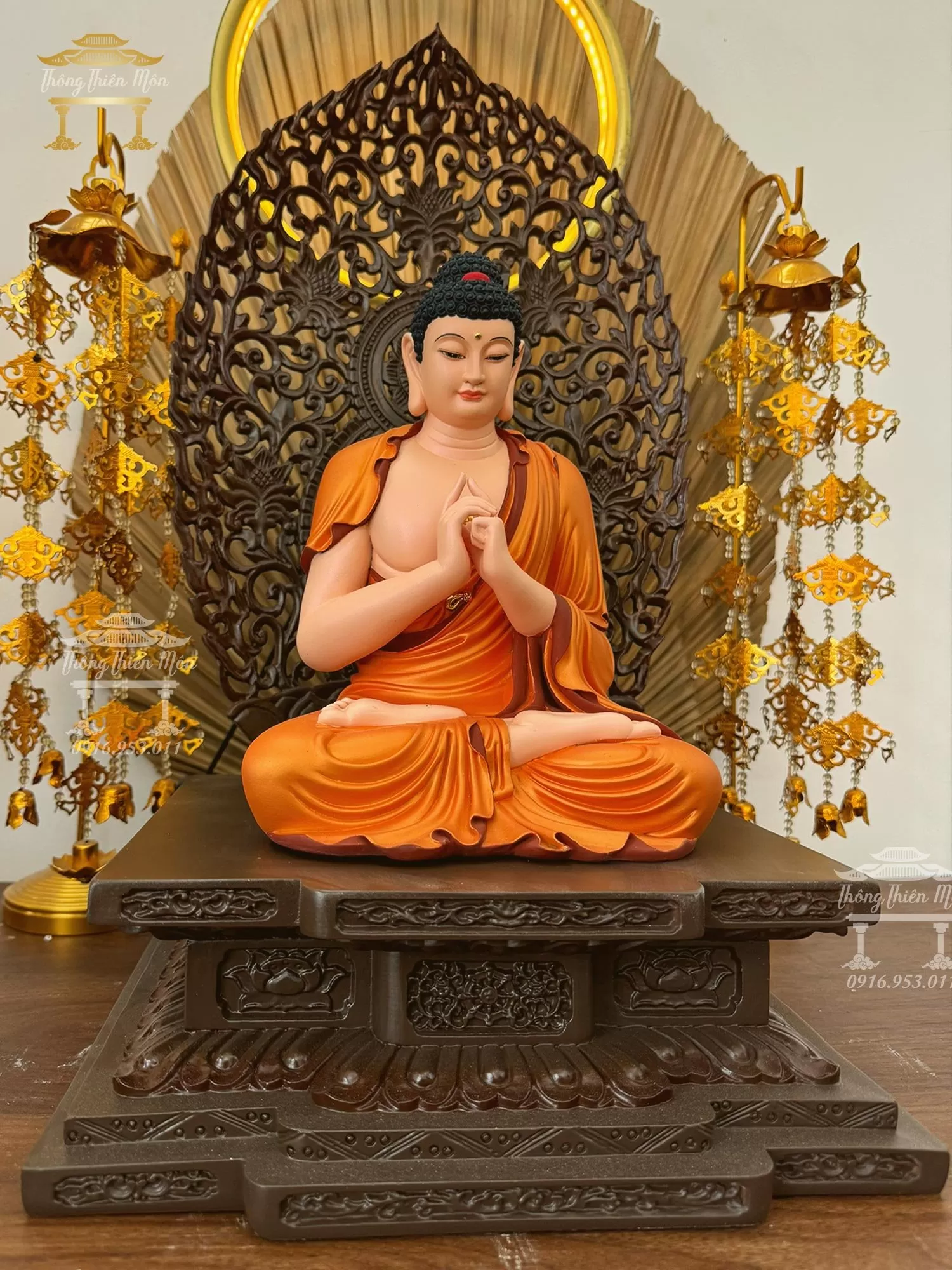 Tượng Dược Sư, Đế kim cang và Thân quang, Kích thước 45cm