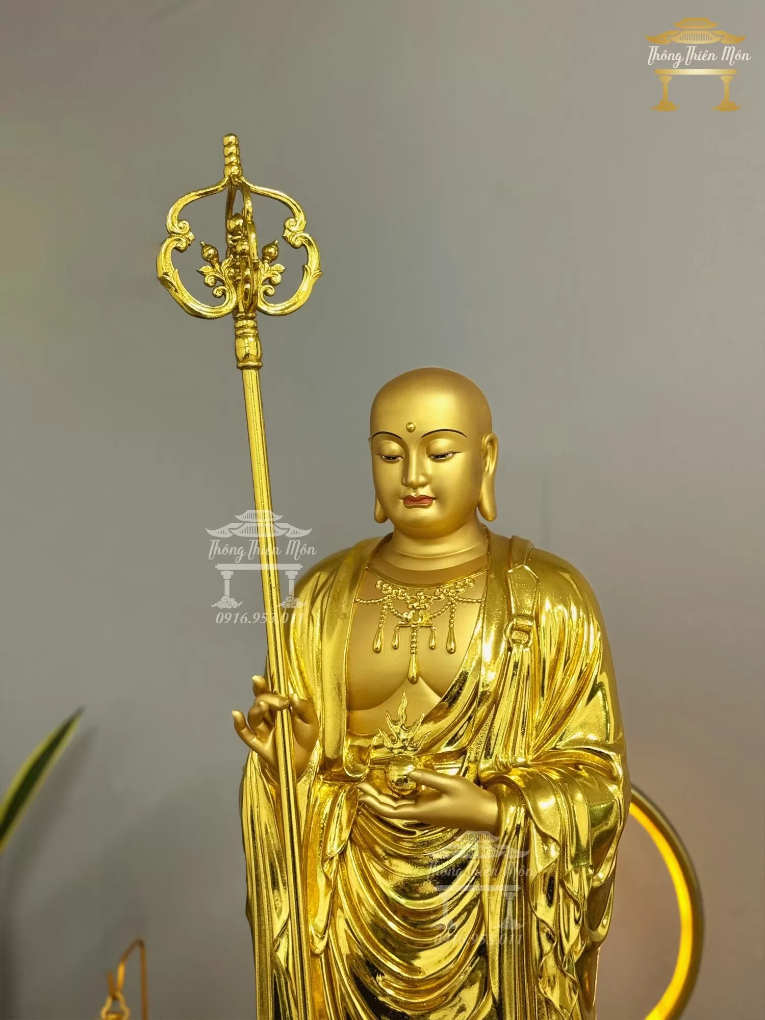 Tượng Địa Tạng Bồ Tát, Mạ vàng, Kích thước 90cm