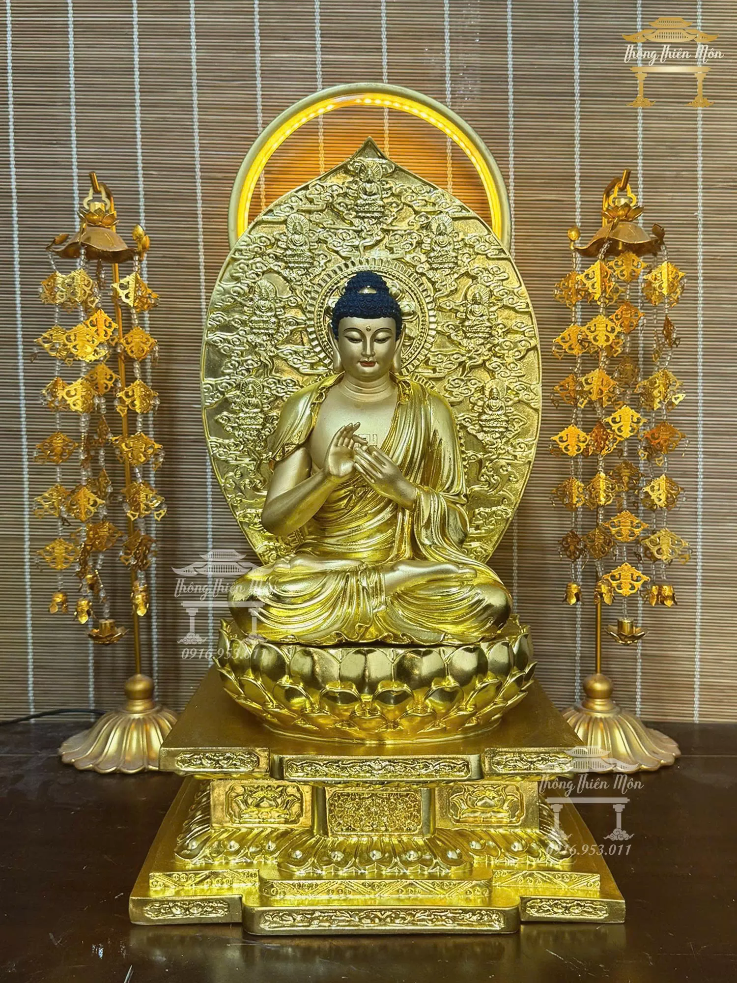 Tôn tượng Thất Phật Dược Sư, Mạ vàng, kích thước 50cm