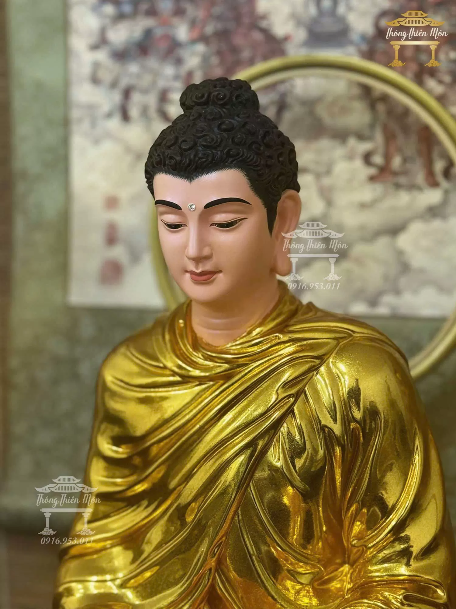 Tôn tượng Bổn Sư Thiền Định, Kích thước 45cm, Mạ Vàng