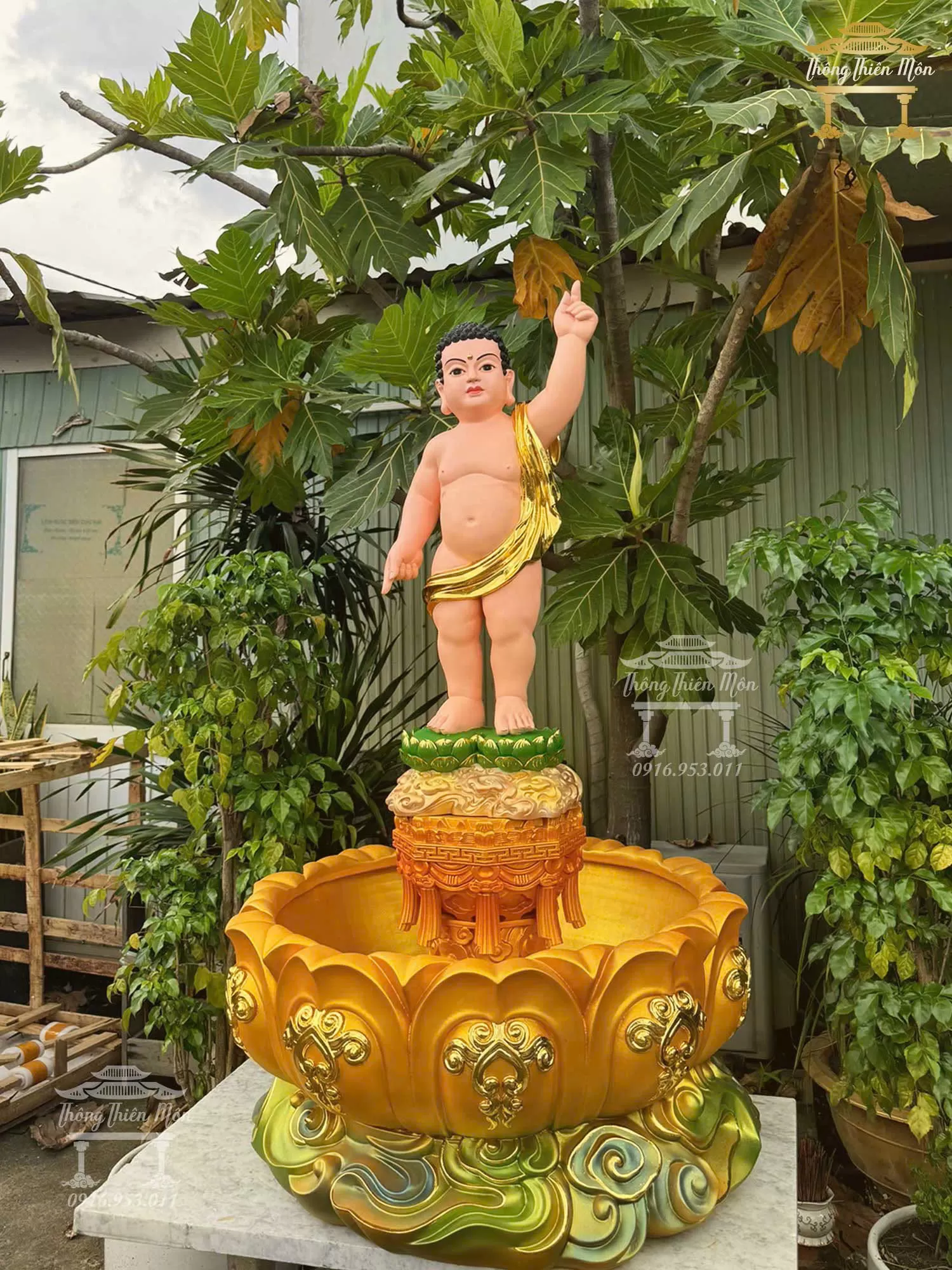 Chậu tắm + Tôn tượng Đản Sanh, Kích thước tổng thể 170cm