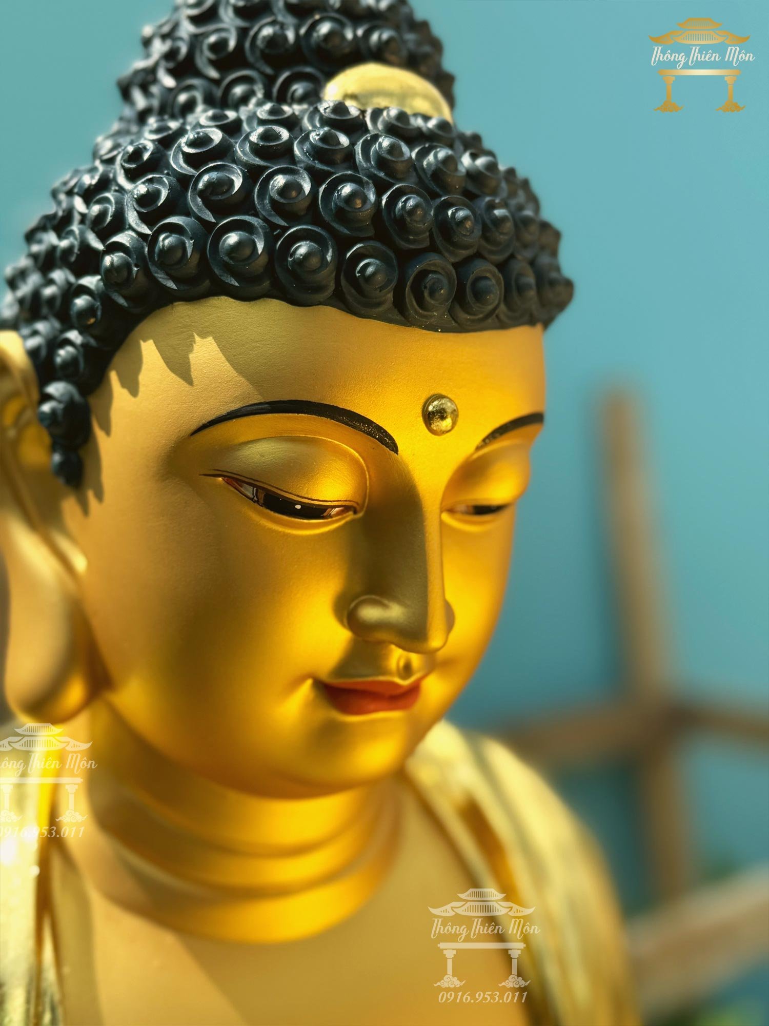 Tượng Phật A Di Đà, Kích thước 120cm, Mạ vàng, Da giả đồng
