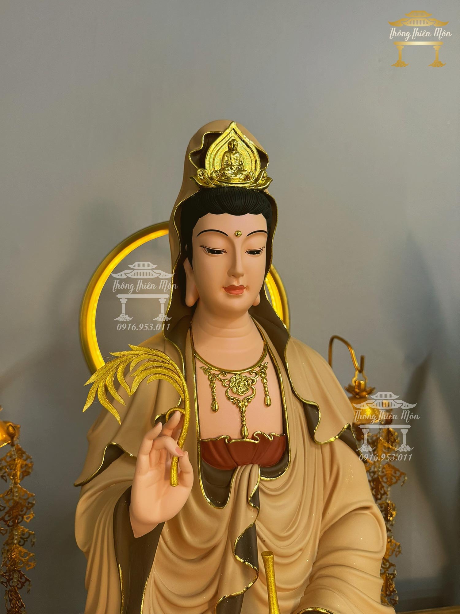 Tượng Quan Âm Bồ Tát, Kích thước 70cm, Phối màu nâu