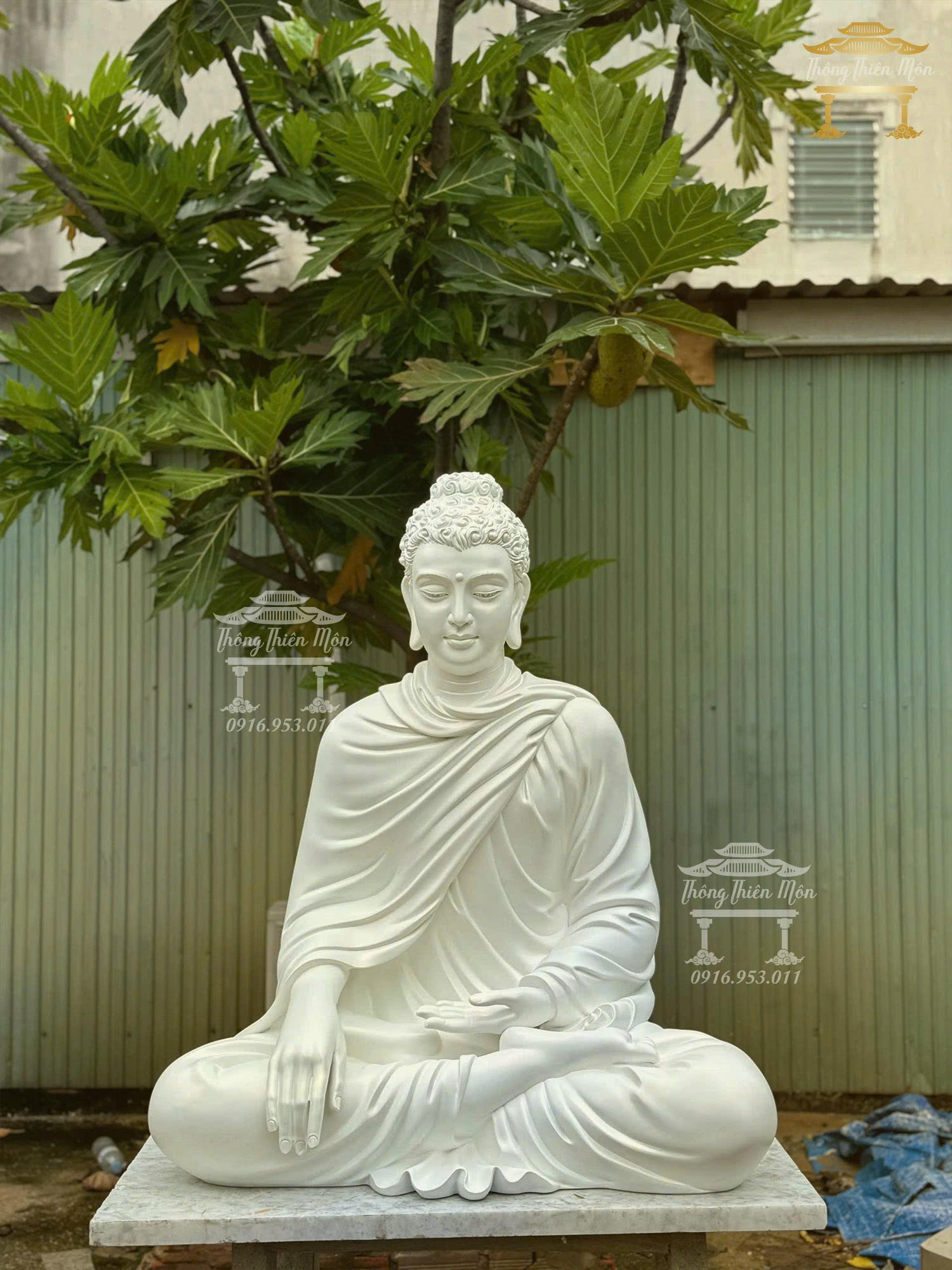 Tượng Bổn Sư Thích Ca, Kích thước 1m, Màu trắng