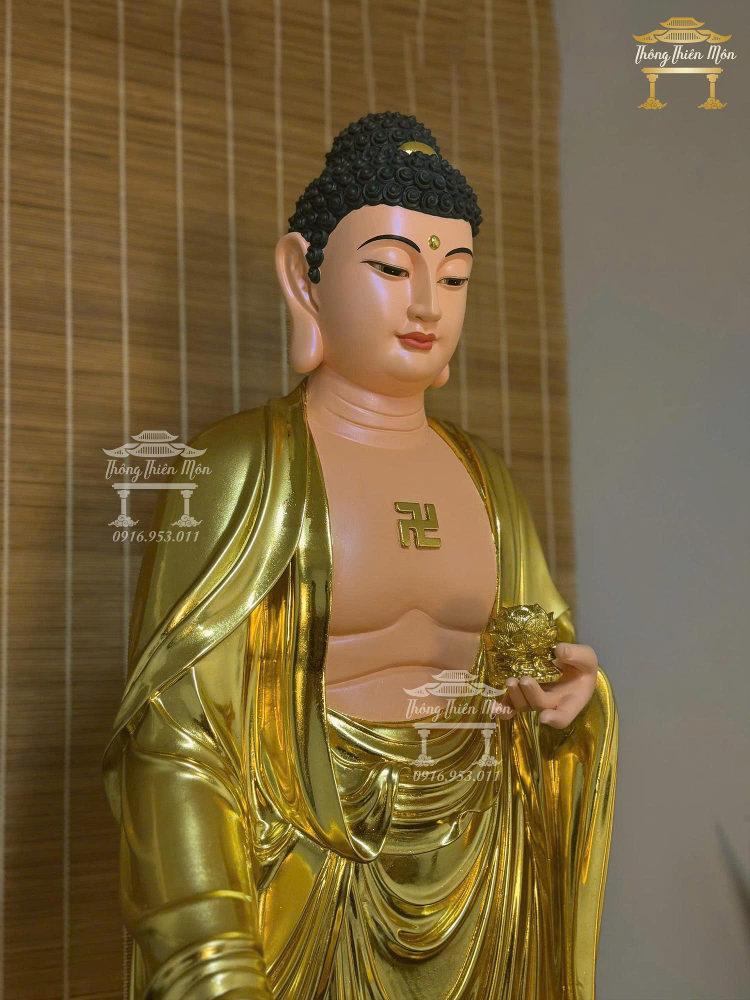 Tôn tượng A Di Đà mạ vàng, Kích thước 120cm