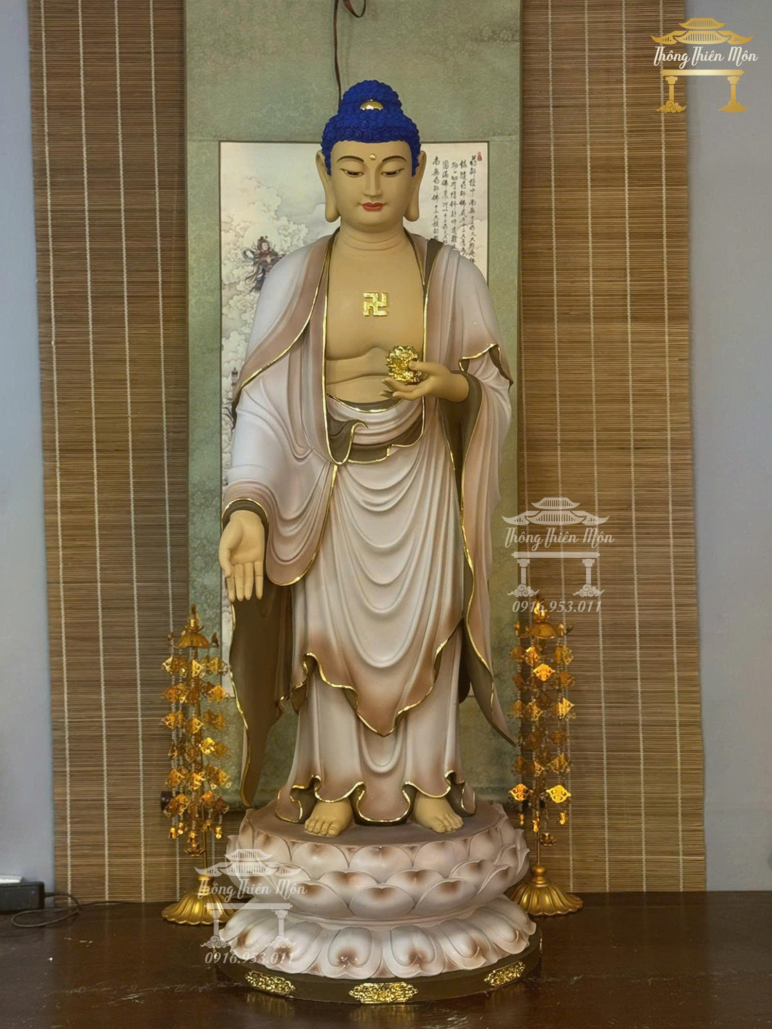 Tôn tượng A Di Đà, Sơn khoáng, Kích thước 120cm