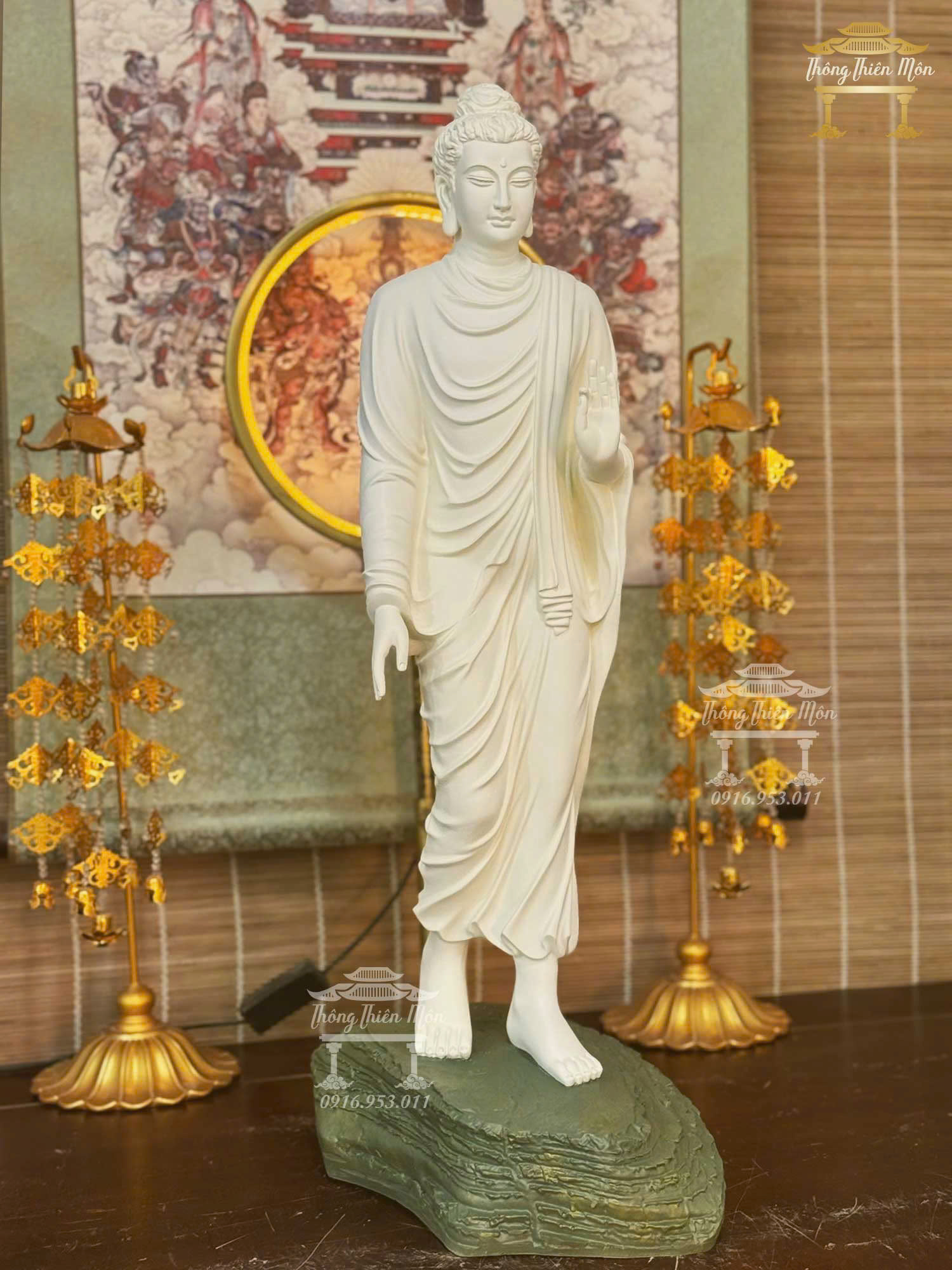 Tượng Đức Phật Ban Phước - 60cm - Màu trắng ngà