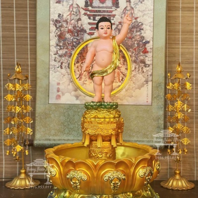 Chậu tắm + Tôn tượng Đản Sanh, Kích thước tổng thể 65cm