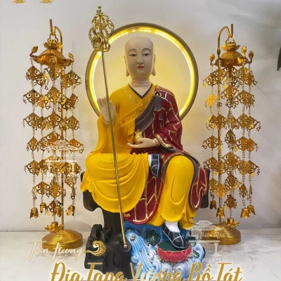 Tượng Địa Tạng Bồ Tát - 40cm - ngồi đá - áo cà sa
