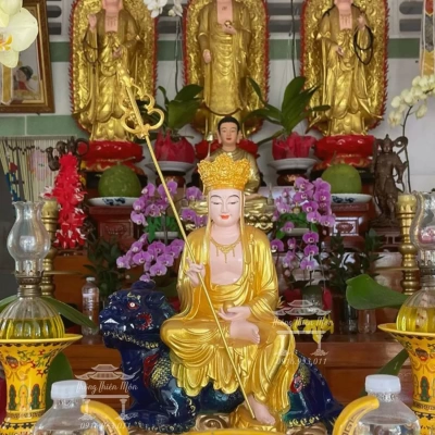 Tượng Địa Tạng Bồ Tát - 40cm - đế thính - màu vàng
