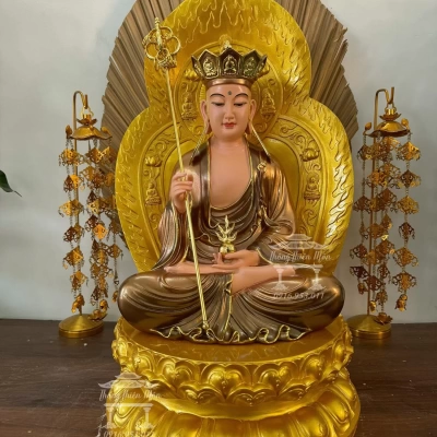 Tôn tượng Địa Tạng, Đế sen kết hợp thân quang, kích thước tổng thể 60cm