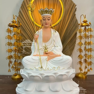Tôn tượng Địa Tạng, Kích thước 45cm, Sơn màu, Viền vàng