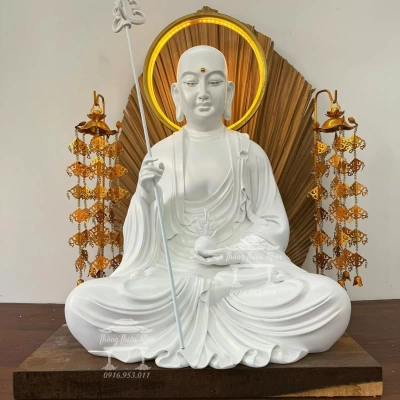 Tượng Địa Tạng Bồ Tát, Kích thước 50cm, Màu trắng ngọc trai