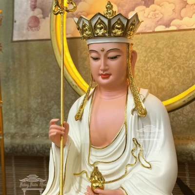 Tôn tượng Địa Tạng Bồ Tát, Kích thước 30cm, Viền vàng