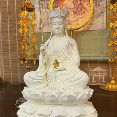 Tôn tượng Địa Tạng Bồ Tát, Màu trắng, Kích thước 30cm