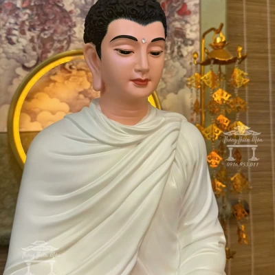 Tôn tượng Bổn Sư Thiền Định, Kích thước 45cm, Màu trắng