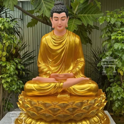 Tôn tượng Bổn Sư Thiền Định, Kích thước 100cm, Màu nhũ vàng