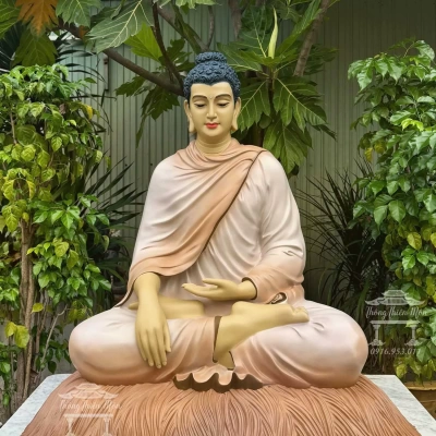 Tôn tượng Bổn Sư Ấn Địa Xúc, Kích thước 85cm, Sơn khoáng nâu