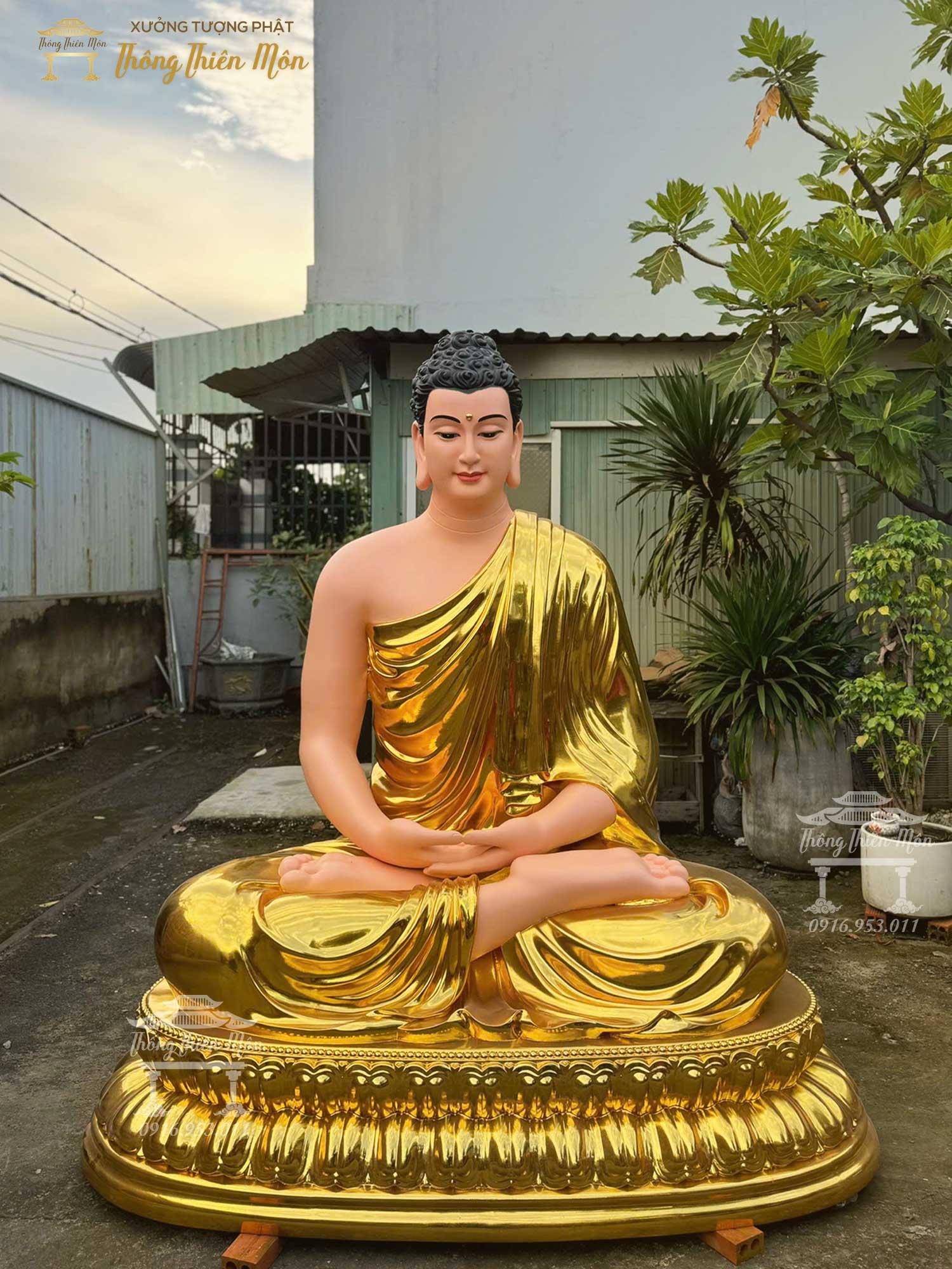 Tôn tượng Bổn Sư Thiền Định, Kích thước 2m, Mạ vàng