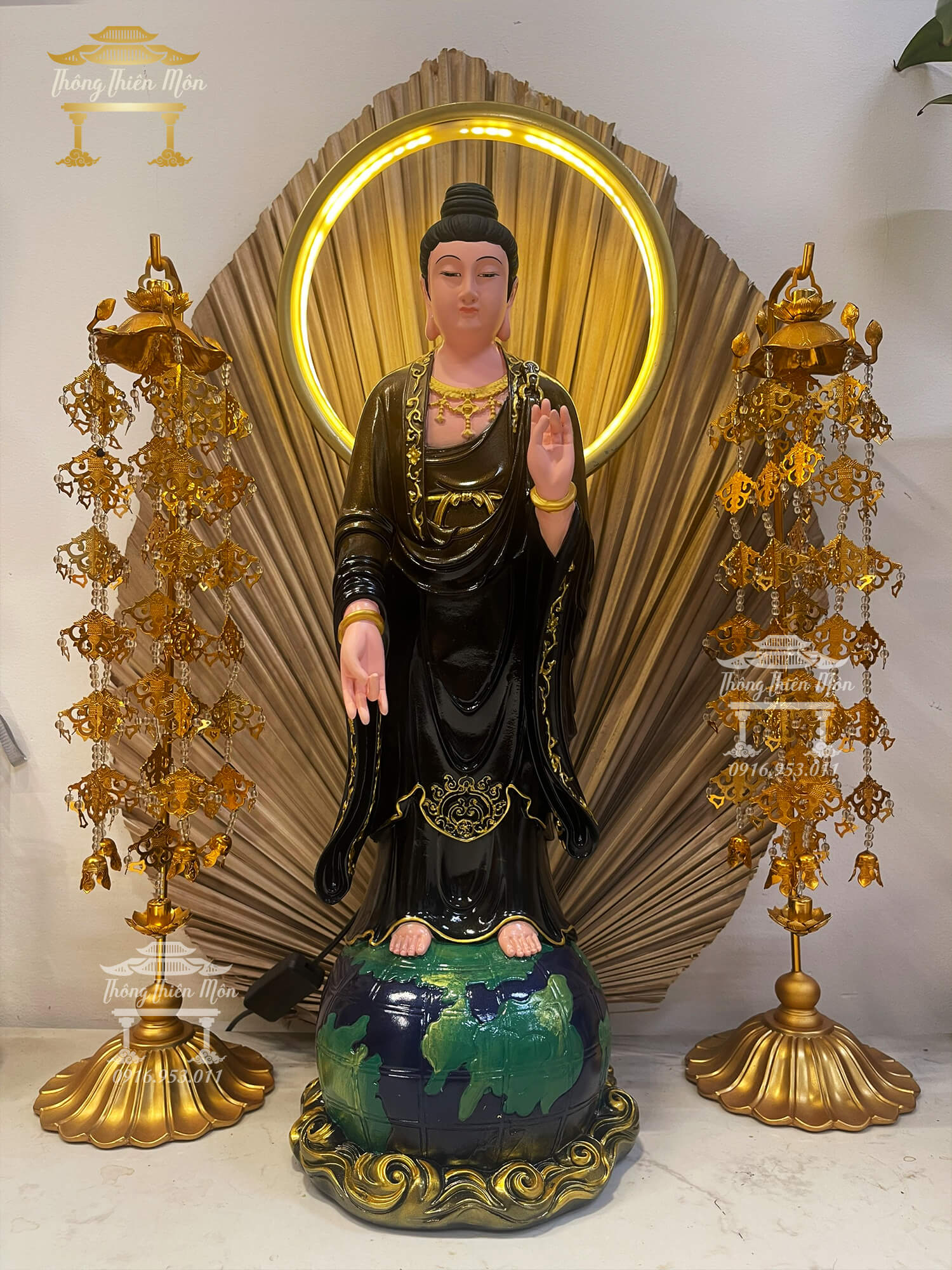 Tượng Diêu Trì Địa Mẫu bằng bột đá khoáng cao 50cm