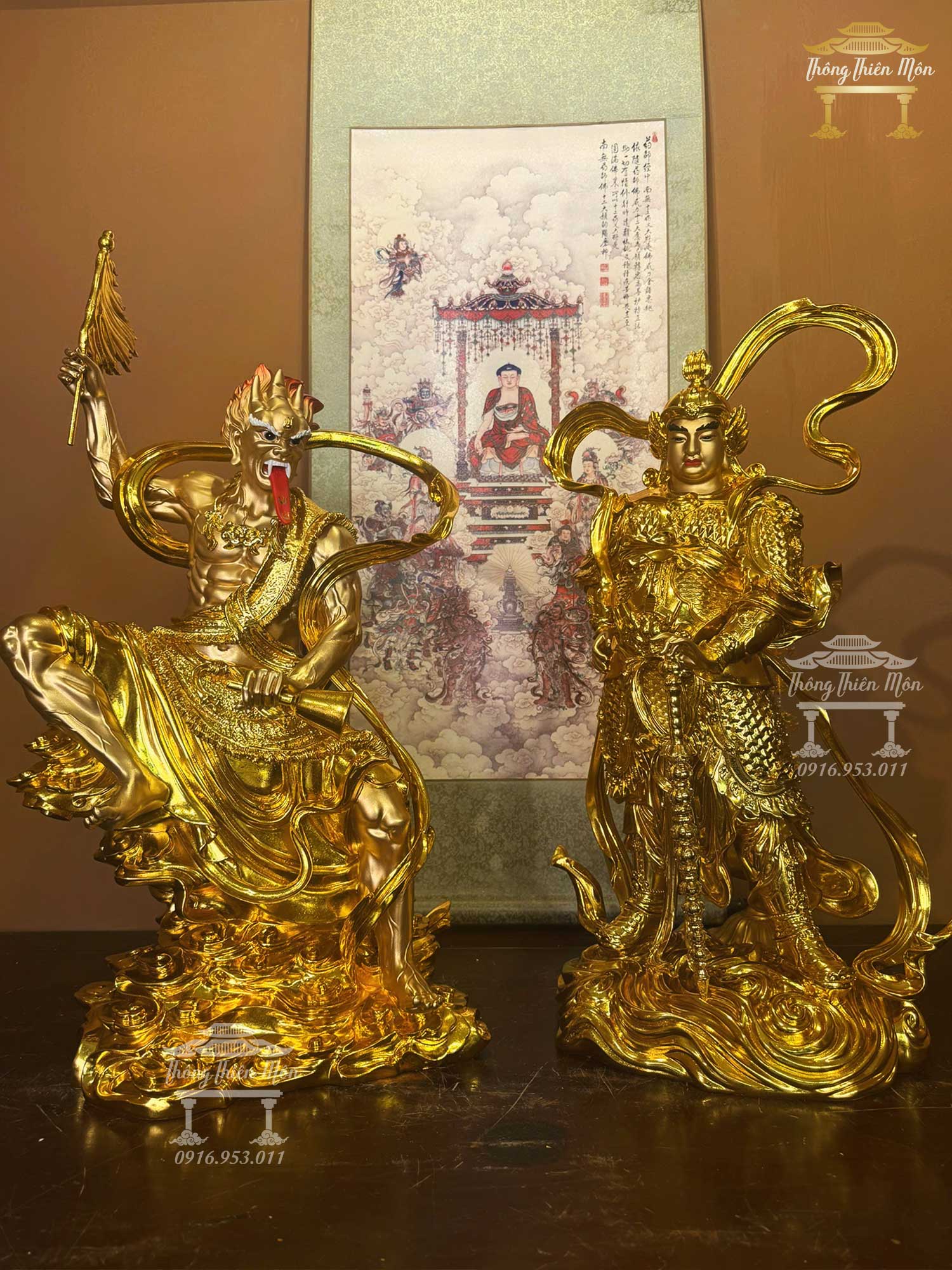 Tôn tượng Hộ Pháp - Tiêu Diện, Kích thước 60cm, Mạ vàng