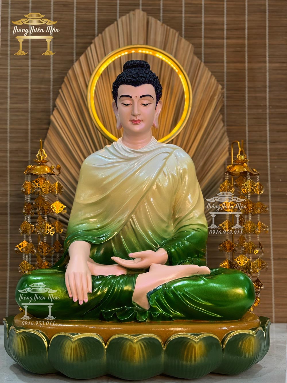 Tượng Bổn Sư Thích Ca Ấn Địa Xúc - 60cm - sen 1 tầng - màu theo yêu cầu