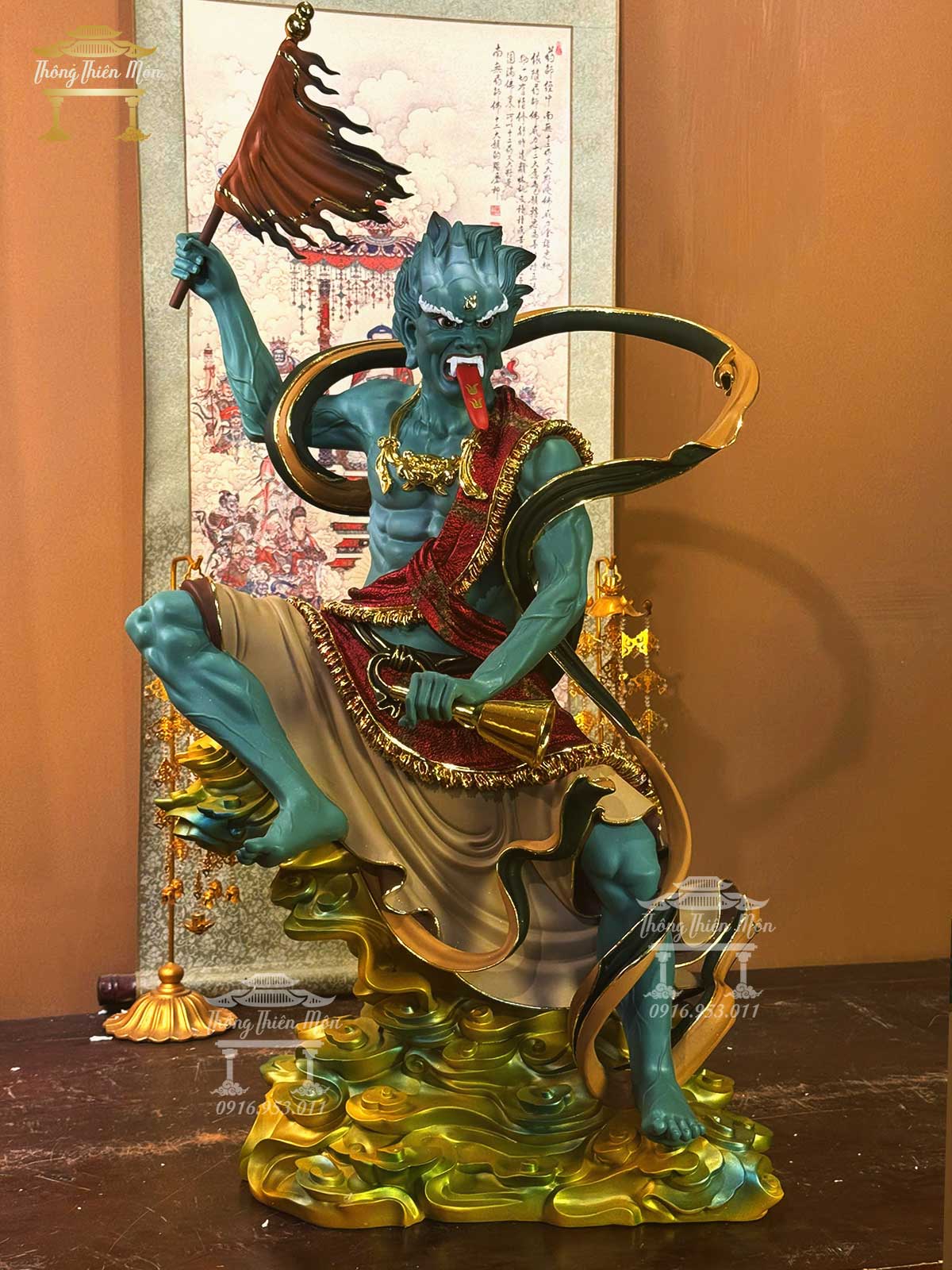 Tượng Tiêu Diện Đại Sỹ chiều cao 80cm phối màu trầm ấm