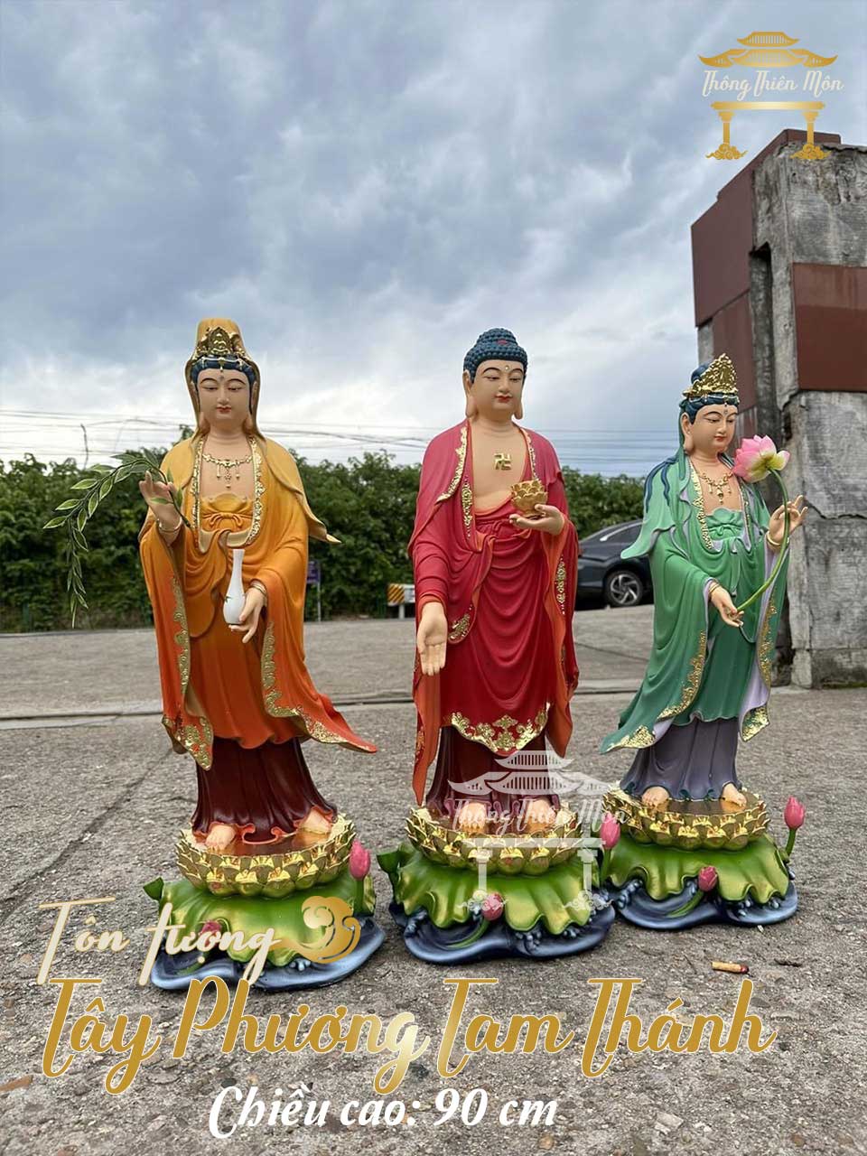 Tôn tượng Tây Phương Tam Thánh - Cao 90cm - Màu phối