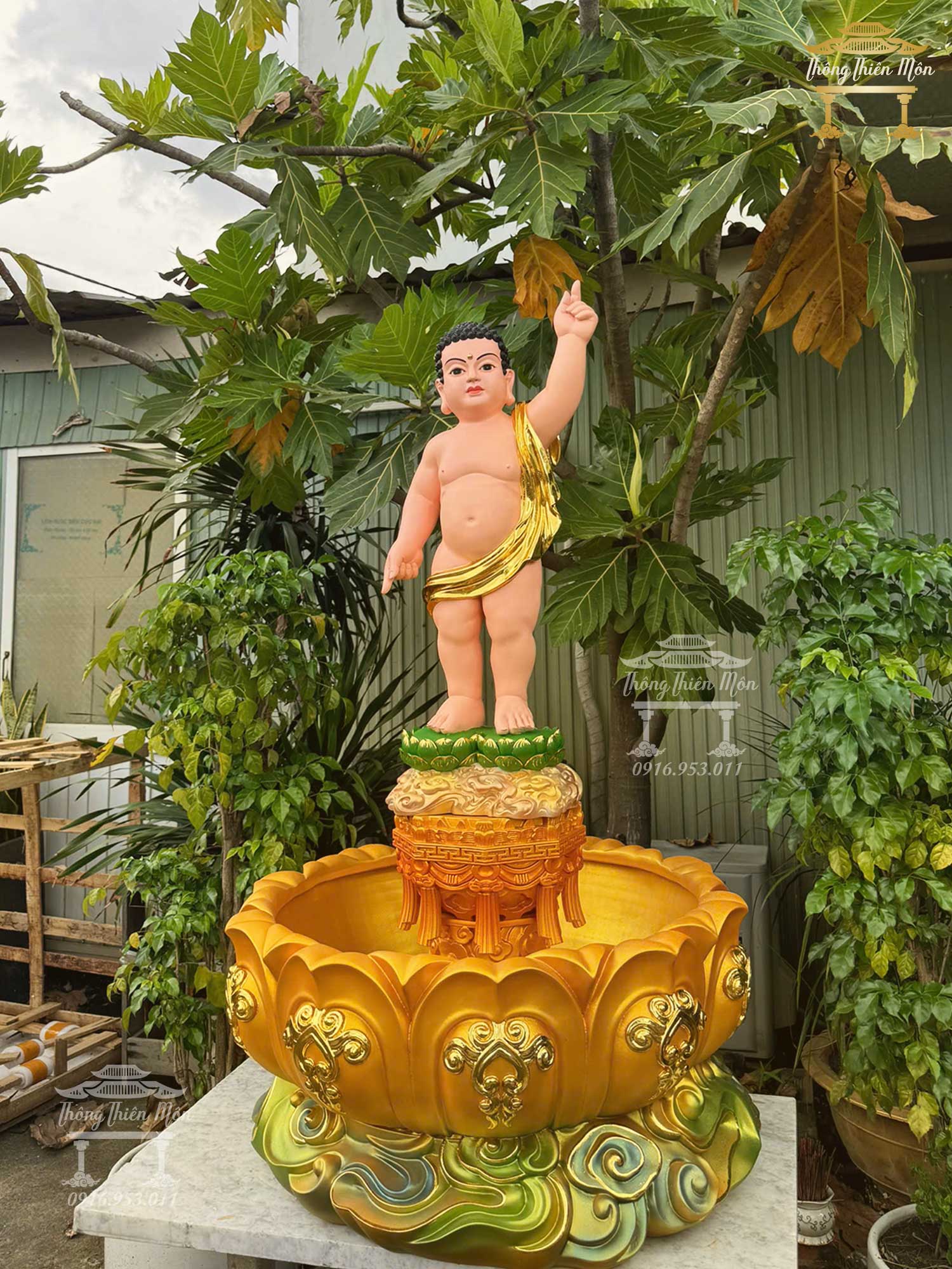 Chậu tắm + Tôn tượng Đản Sanh, Kích thước tổng thể 130cm