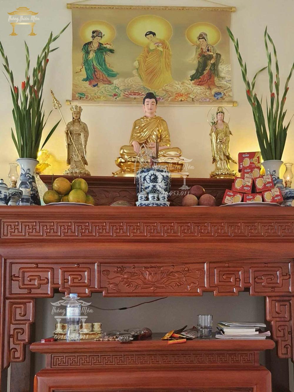 Tượng Bổn Sư Thích Ca Ấn Địa Xúc - Đế sen - 50cm 