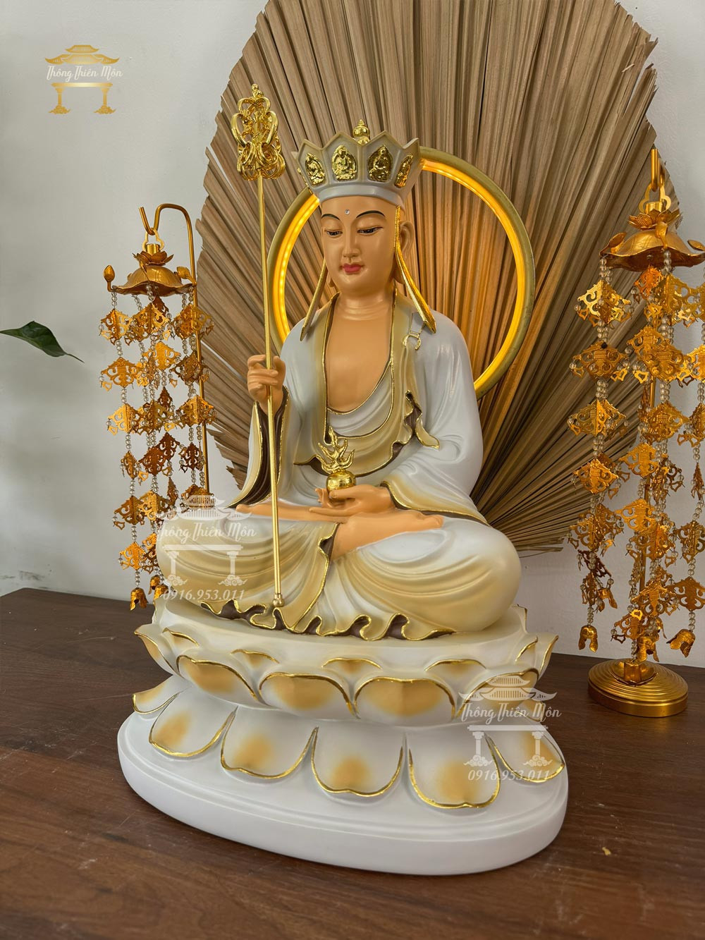 Tôn tượng Địa Tạng Bồ Tát - Sơn phối màu theo yêu cầu - 45cm