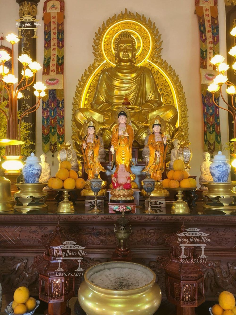 Tôn tượng Tây Phương Tam Thánh - Cao 70cm - Sơn phối màu theo yêu cầu