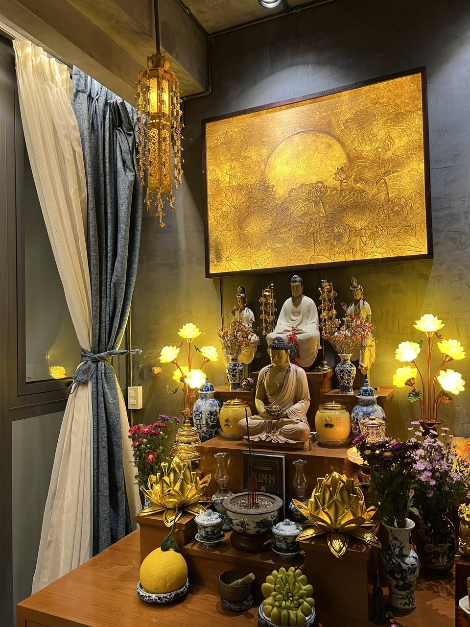 Tôn tượng A Di Đà - 60cm - Sơn, phối màu theo yêu cầu