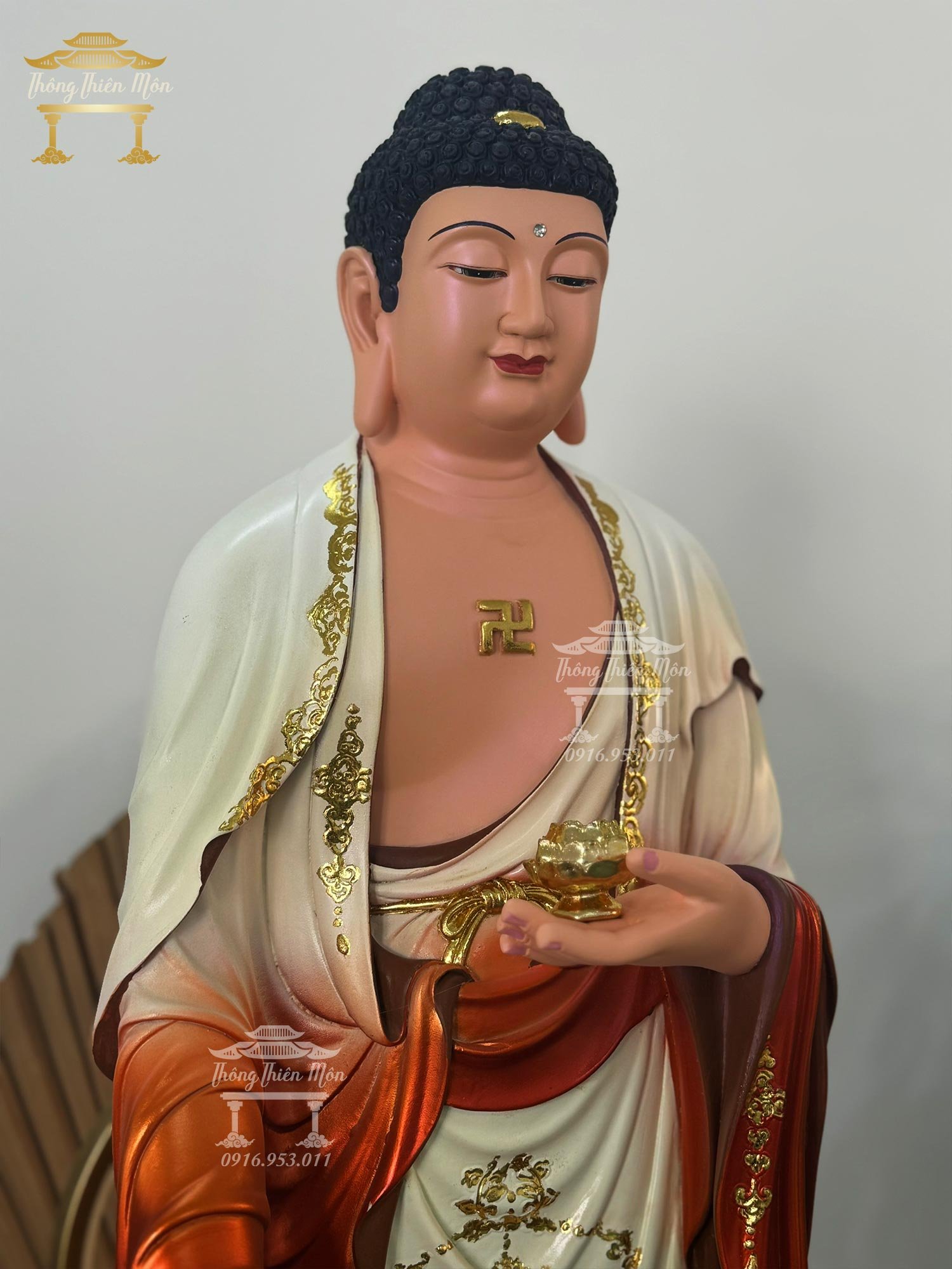 Tượng Phật A Di Đà - 90cm - Phối màu đỏ