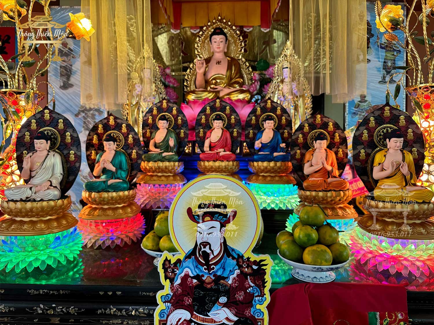 Tôn tượng Thất Phật Dược Sư Lưu Ly - Kích thước tổng thể 45cm