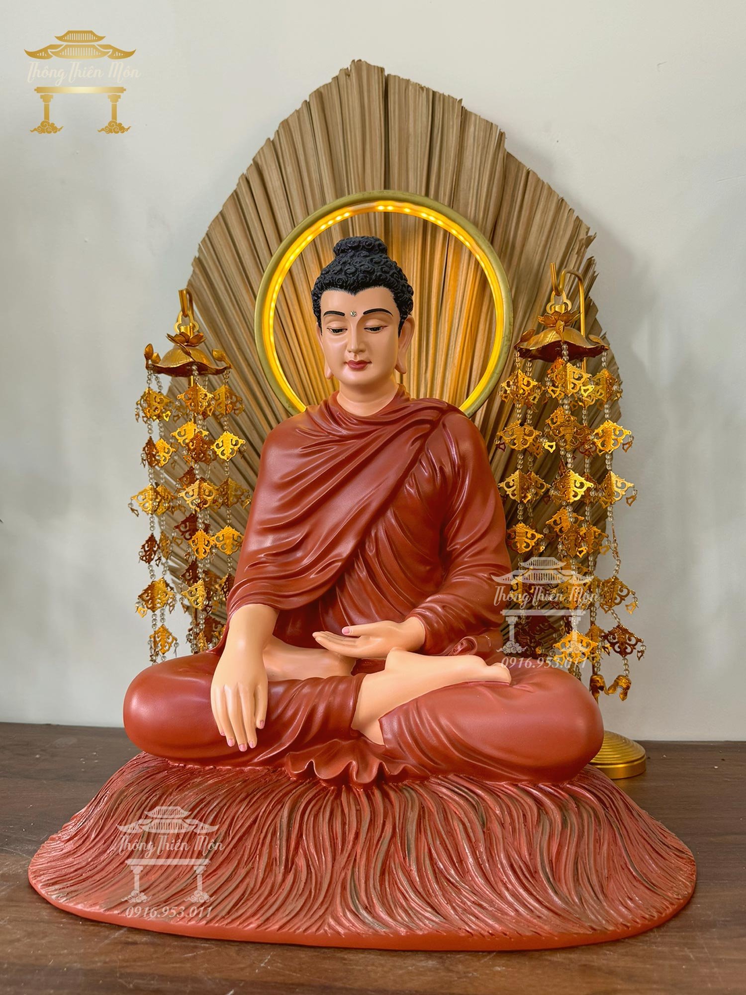 Tôn tượng Bổn Sư Thích Ca Mâu Ni Phật - Kích thước 45cm - Màu gốm đậm 