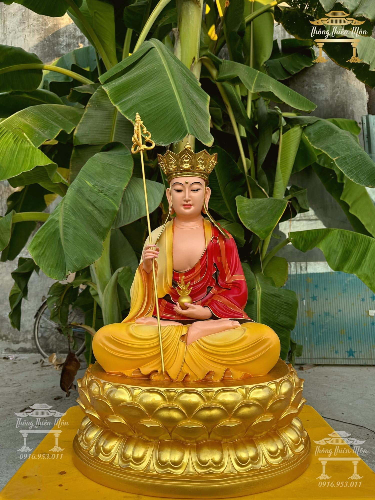 Tôn tượng Địa Tạng Vương Bồ Tát - Kích thước 70cm - Sơn khoáng