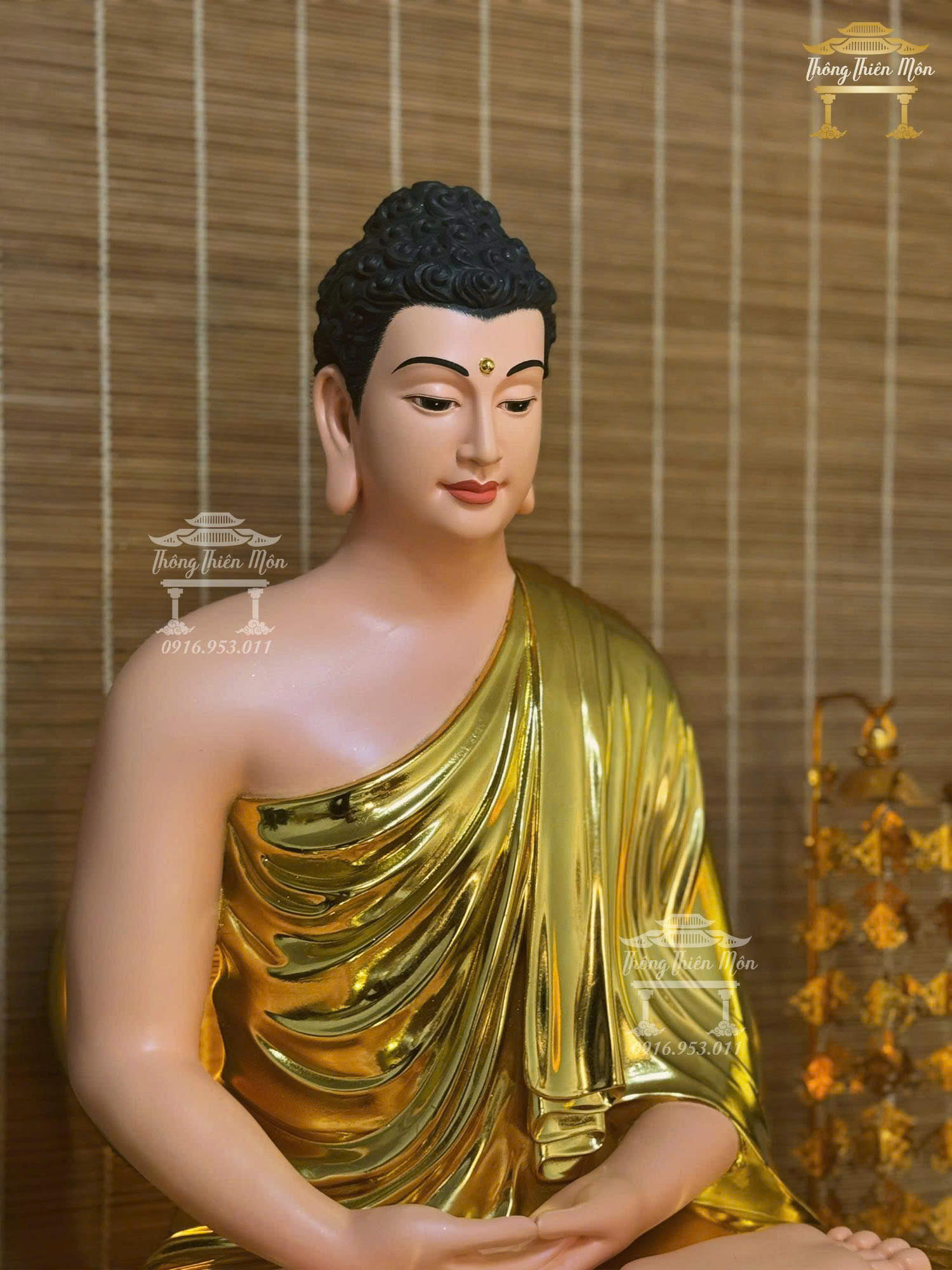 Tôn tượng Bổn Sư Thiền Định, Mạ Vàng, Kích thước 70cm