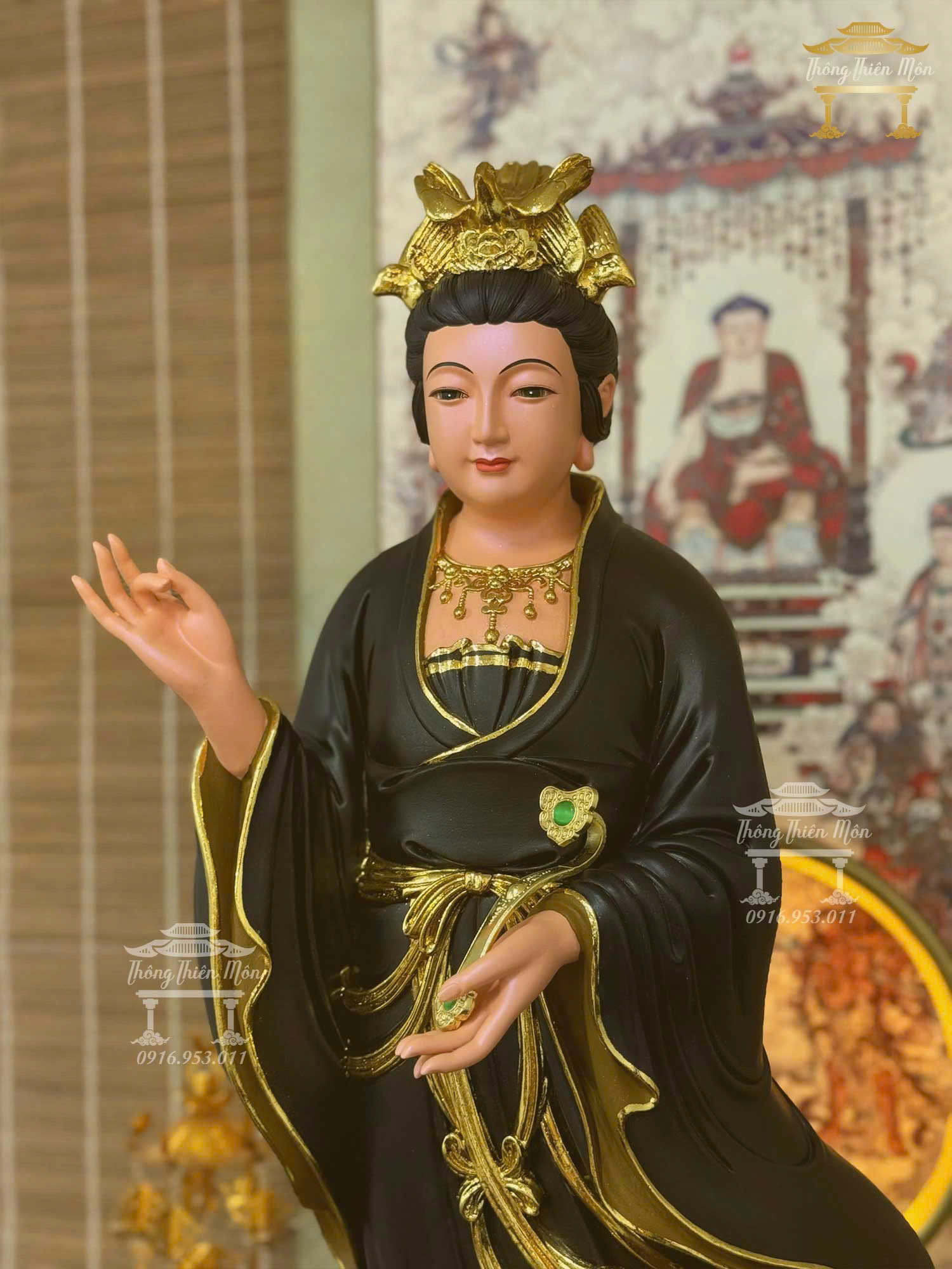 Tôn tượng Diêu Trì Địa Mẫu, Kích thước 90cm, Màu đen