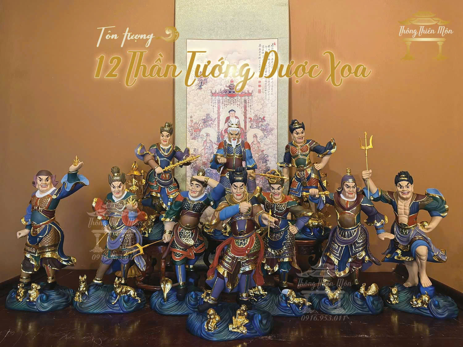 Tôn tượng 12 Thần Tướng Dược Xoa, Kích thước 40cm
