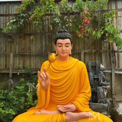 Tôn tượng Niêm hoa vi tiếu Y Màu Vàng, Cao 100cm