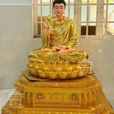 Tượng Niêm Hoa Vi Tiếu, Kích thước 160cm, Y áo mạ vàng