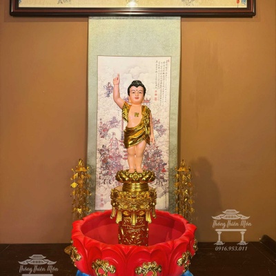 Bộ tượng Chậu tắm + Đản sanh, Kích thước tổng thể 65cm