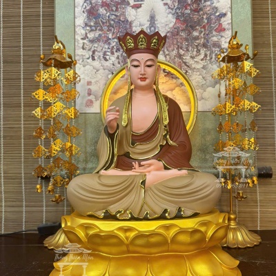 Tôn tượng Địa Tạng, Kích thước 45cm, Màu gốm nâu