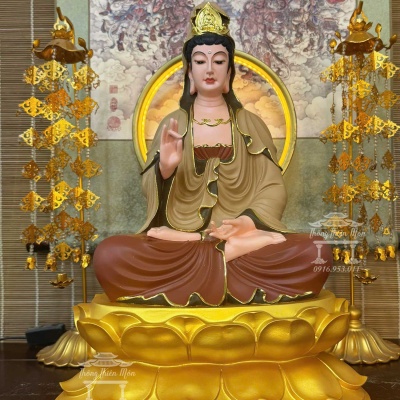 Tôn tượng Quan Âm, Kích thước 45cm, Màu gốm nâu
